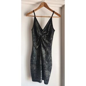 ASTR the Label Women's Black Gold Sparkle Bodycon Mini Dress Party‎ Night Out S